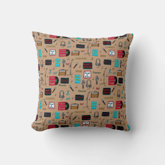 Music Pattern, Acoustic Session, Rock n Roll, Indi Throw Pillow