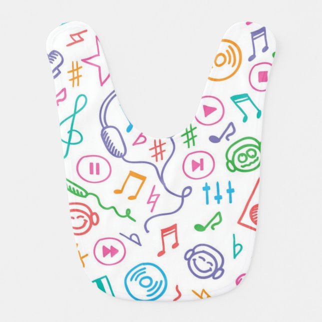 Music pattern baby bib (Front)