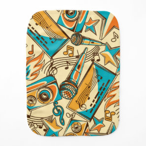 Music pattern baby burp cloth