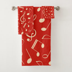 music pattern bath towel set