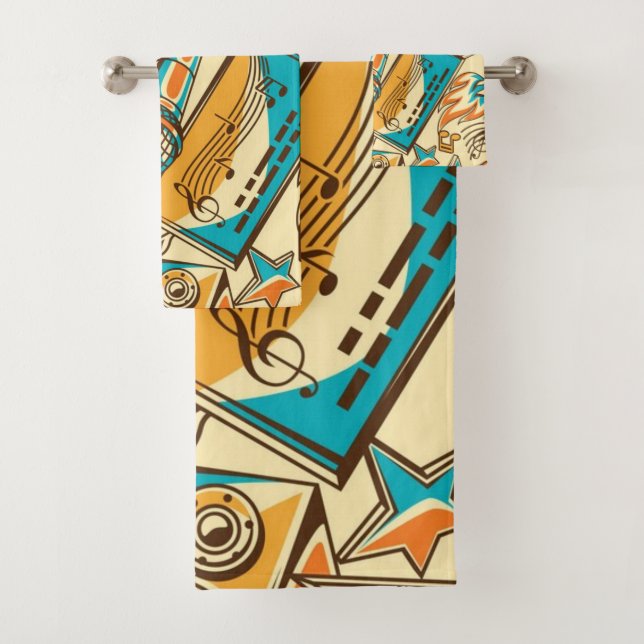 Music pattern bath towel set (Insitu)