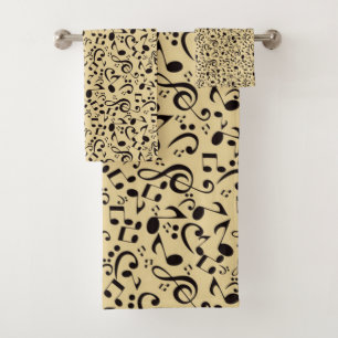 Music pattern bath towel set