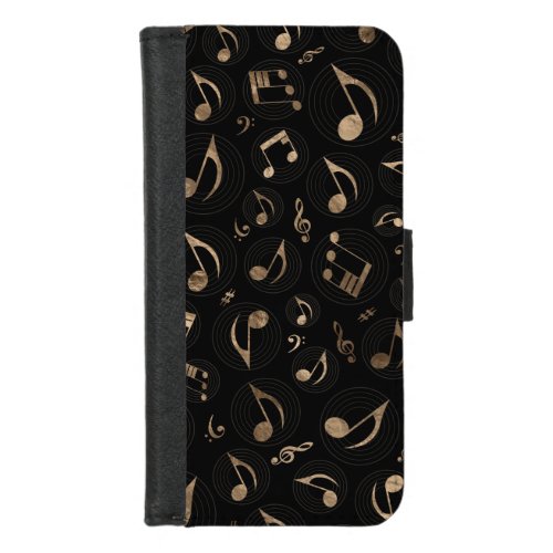 Music Pattern _ Black and gold iPhone 87 Wallet Case