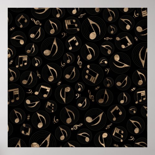 Music Pattern _ Black and gold Poster