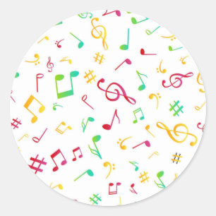 Music pattern classic round sticker