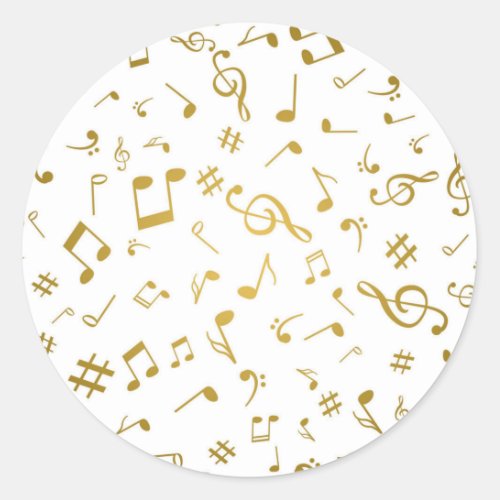 Music pattern classic round sticker