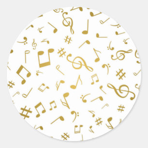 Music pattern classic round sticker