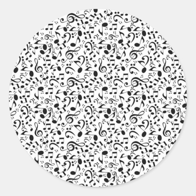 Music pattern classic round sticker (Front)