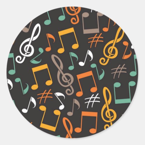 Music pattern classic round sticker
