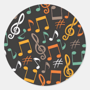 Music pattern classic round sticker