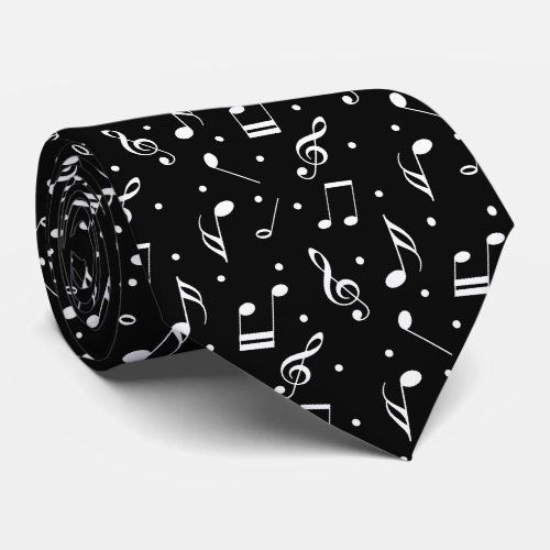 Music Pattern Classy Black  White Musical Tie