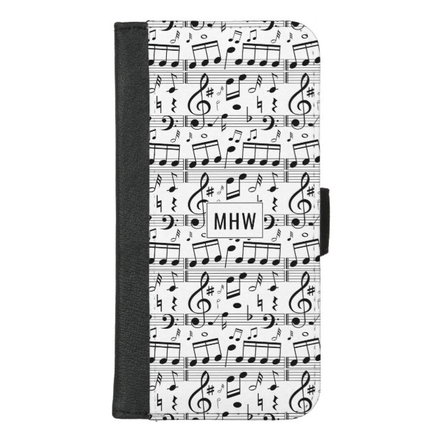 Music Pattern custom monogram phone wallets (Front)