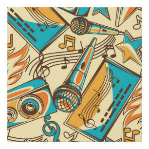 Music pattern faux canvas print