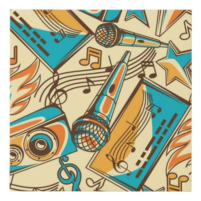 Music pattern faux canvas print (Front)
