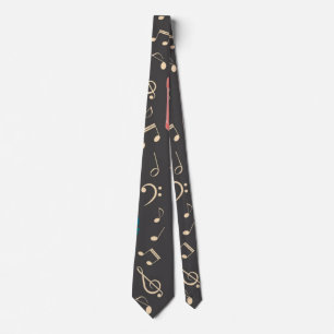 Music pattern neck tie