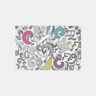 Music pattern outdoor rug