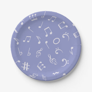 Music pattern paper plates