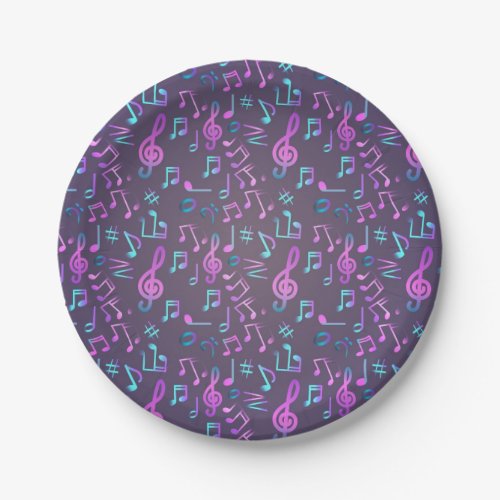 Music pattern paper plates