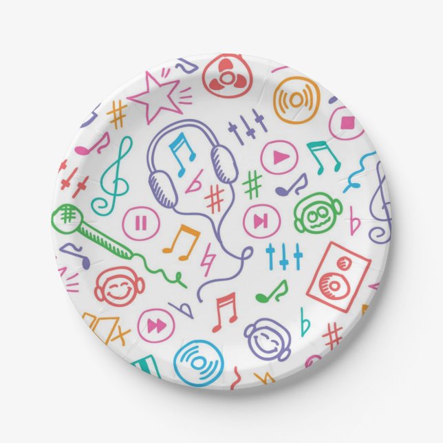 Music pattern paper plates (Front)