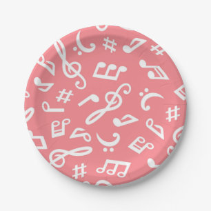 Music pattern paper plates