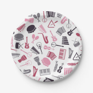 Music pattern paper plates