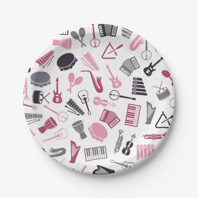 Music pattern paper plates (Front)