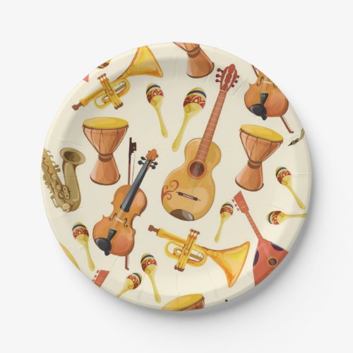 Music pattern paper plates