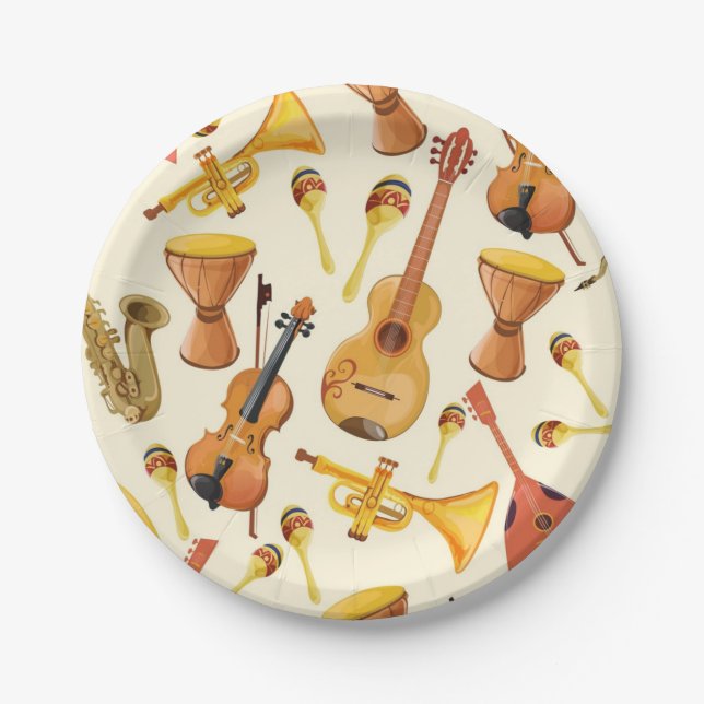Music pattern paper plates (Front)