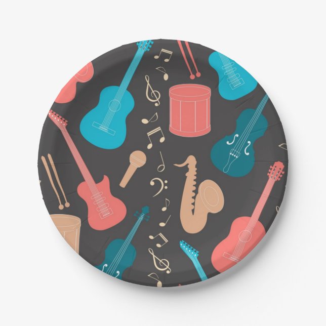 Music pattern paper plates (Front)