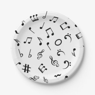 Music pattern paper plates