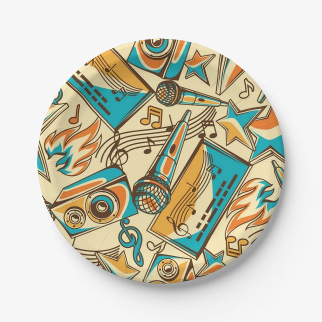 Music pattern paper plates (Front)