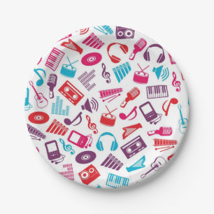 Music pattern paper plates