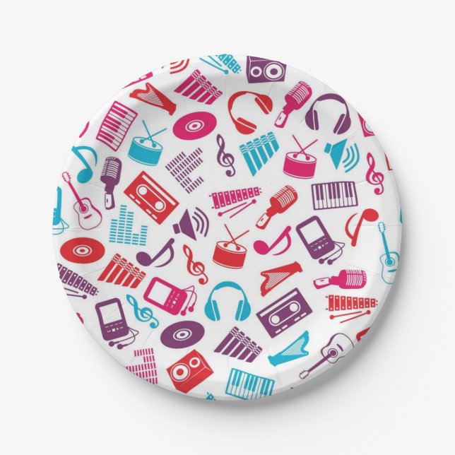 Music pattern paper plates (Front)
