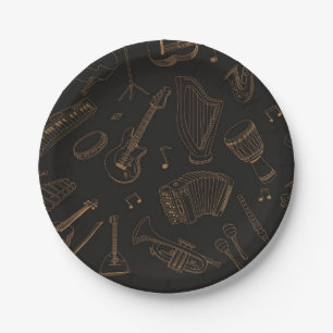 Music pattern paper plates