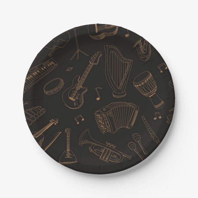 Music pattern paper plates (Front)
