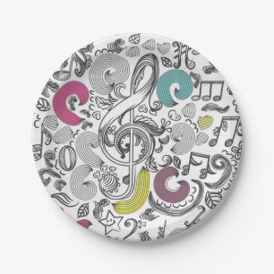 Music pattern paper plates
