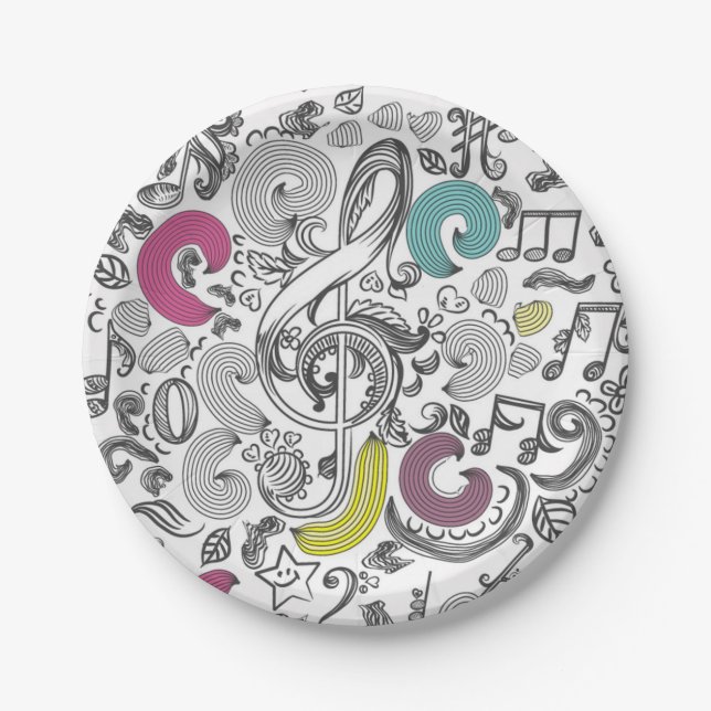 Music pattern paper plates (Front)