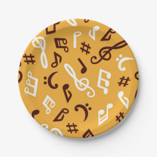 Music pattern paper plates