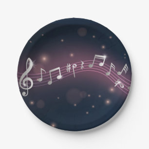 Music pattern paper plates