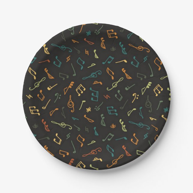 Music pattern paper plates (Front)