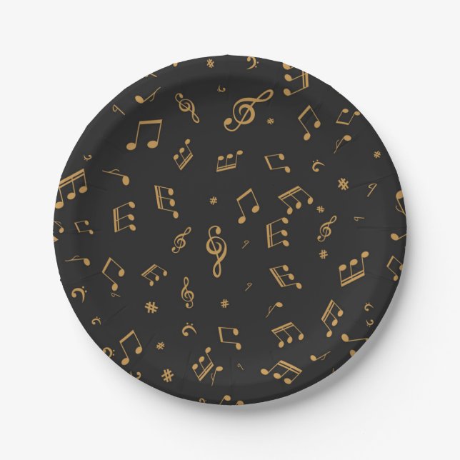 Music pattern paper plates (Front)