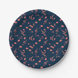 Music pattern paper plates