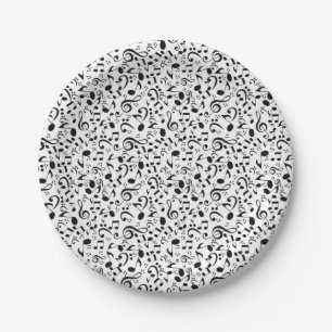 Music pattern paper plates