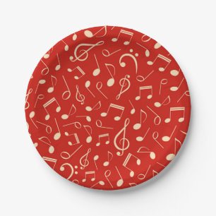 Music pattern paper plates