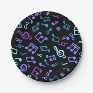 Music pattern paper plates
