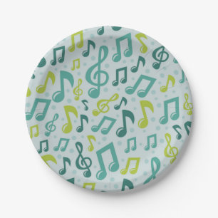 Music pattern paper plates