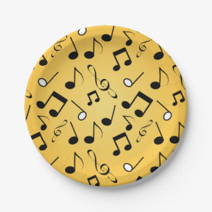 Music pattern paper plates