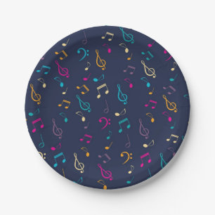 Music pattern paper plates