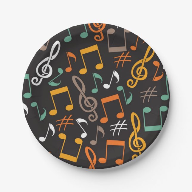 Music pattern paper plates (Front)