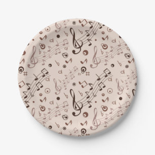 Music pattern paper plates